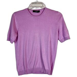 Weekend Max Mara Pink Virgin Wool Silk Knit Short Sleeve Sweater Top XS/S